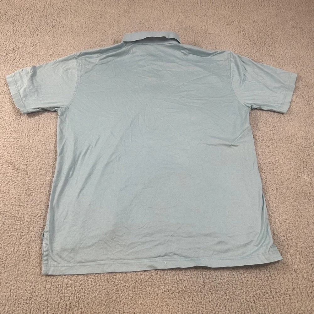 Peter Millar Polo Shirt Mens Medium Blue 100% Cotton Brook Hollow Golf Club